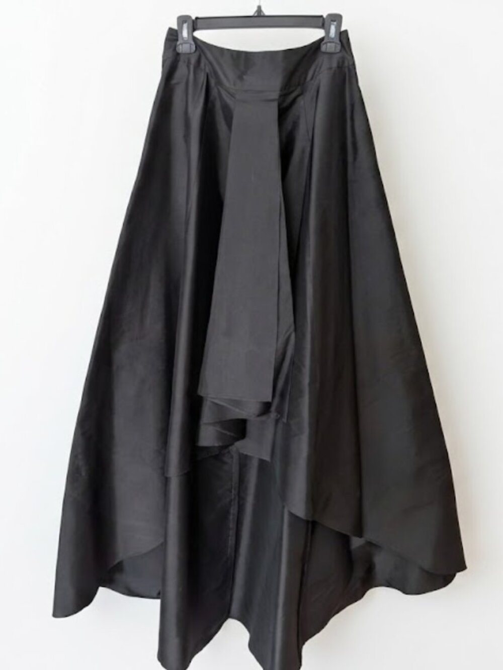 Adrianna Papell Black High-Low Taffeta Evening Ball Gown Skirt with Sash